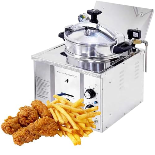 16-l-Hochdruck-Hähnchenofen, 3 kW, elektrische Fritteuse für den gewerblichen Gebrauch, Edelstahl, Küchenfritteuse für Snackbars und Restaurants 16-l-Hochdruck-Hähnchenofen, 3 kW, elektrische Fritteuse für den gewerblichen Gebrauch, Edelstahl, Küchenfritteuse für Snackbars und Restaurants von Nicvrea