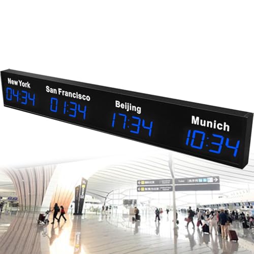 Große digitale LED-Weltzeituhr, digitale Vollfarb-LED-Weltzeituhr mit mehreren Zeitzonen, 3/4/5 Städte-Weltzeituhr, für Hotels, Flughäfen und multinationale Unternehmen,Blue-4City Große digitale LED-Weltzeituhr, digitale Vollfarb-LED-Weltzeituhr mit mehreren Zeitzonen, 3/4/5 Städte-Weltzeituhr, für Hotels, Flughäfen und multinationale Unternehmen,Blue-4City von Nicvrea