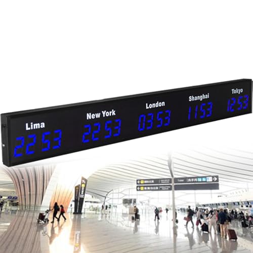 Große digitale LED-Weltzeituhr, digitale Vollfarb-LED-Weltzeituhr mit mehreren Zeitzonen, 3/4/5 Städte-Weltzeituhr, für Hotels, Flughäfen und multinationale Unternehmen,Blue-5City Große digitale LED-Weltzeituhr, digitale Vollfarb-LED-Weltzeituhr mit mehreren Zeitzonen, 3/4/5 Städte-Weltzeituhr, für Hotels, Flughäfen und multinationale Unternehmen,Blue-5City von Nicvrea