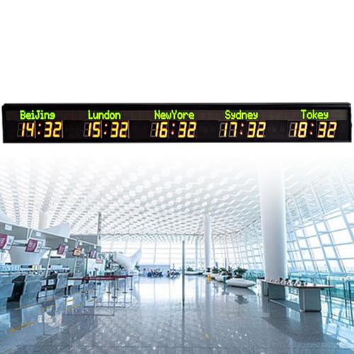 Weltzeituhr, digitale LED-Wanduhr mit 5 Helligkeitsstufen, Weltzeituhr für Hotels und multinationale Unternehmen,5City von Nicvrea