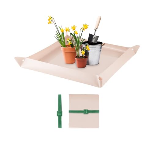 Nideen 78× 78 cm Umtopfmatte Für Zimmerpflanzen wasserdichte Pflanzmatte Gartenmatte, Gartenarbeit Geschenke für Frauen(Milky Beige) von Nideen