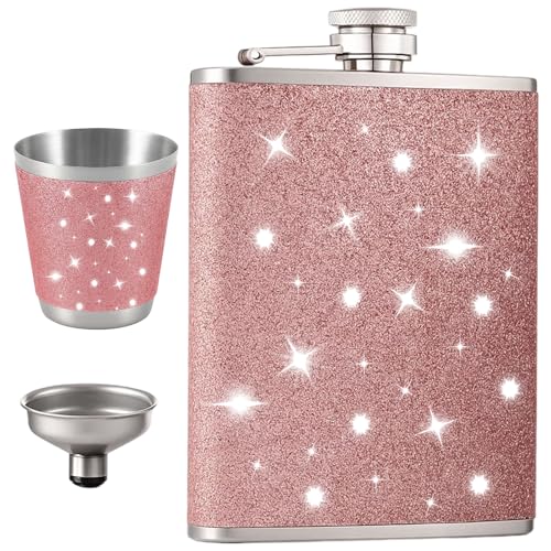 Flask,Flachmann, Pinke Geschenke Für Frauen, 8 Oz/240ml Pink Flask Set Mit Trichter Und Becher, Leak-Proof, Portable,Ideal Für Outdoor Abenteuer, Travel Partys,Camping Und Geschenke von NieYat