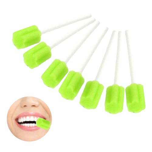 Mundpflegestäbchen, 50 Stück Mundpflegestäbchen Schaumstoff, Mundstäbchen Zur Pflege,Hygienische Wattestäbchen Zur Pflege, Ideal Für Senioren Und Bettlägerige (Grün) von NieYat