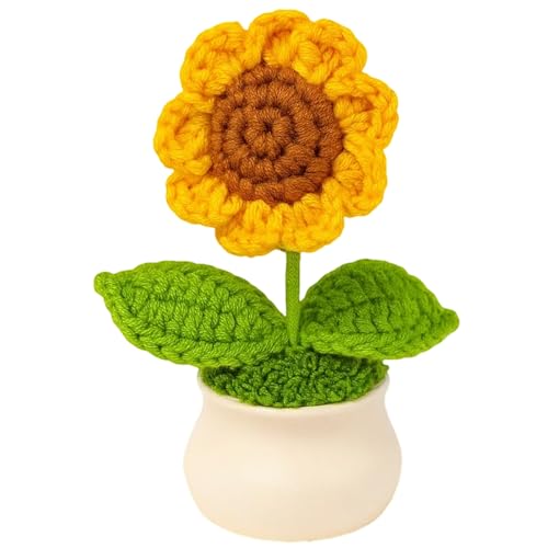 NieYat Gehäkelte Blumen, Sonnenblume Dekoration für Büro und Auto, Handgemachte Künstliche Sonnenblume, Positive Geschenke, Emotional Support Geschenk für Frauen NieYat Gehäkelte Blumen, Sonnenblume Dekoration für Büro und Auto, Handgemachte Künstliche Sonnenblume, Positive Geschenke, Emotional Support Geschenk für Frauen von NieYat