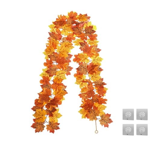 NieYat Herbst Deko, 2 Stück Herbstgirlande Mit 4 Haken, Herbst Girlande,Herbstdeko Dekoration Für Drinnen Und Draußen, Party Und Hochzeitsdeko, Dekoration Blätter Für Saisonale Home Decor von NieYat