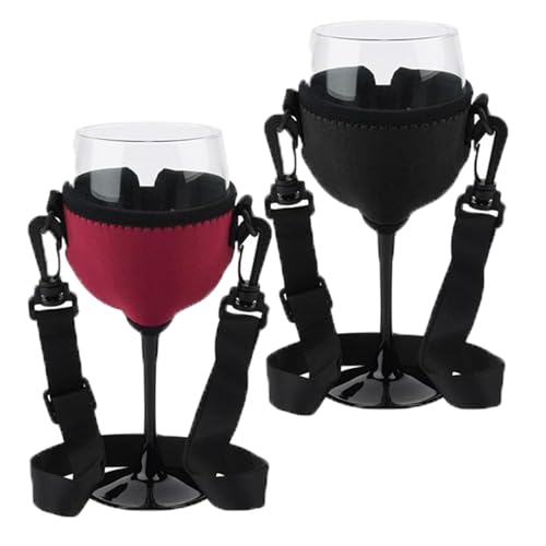 NieYat Weinglashalter zum Umhängen, 2 Stück Becherhalter zum Umhängen, Weinglas Halterung zum Umhängen für Weinproben, Hochzeiten und Partys, in Weinrot und Schwarz, Höhe 8,5 Cm NieYat Weinglashalter zum Umhängen, 2 Stück Becherhalter zum Umhängen, Weinglas Halterung zum Umhängen für Weinproben, Hochzeiten und Partys, in Weinrot und Schwarz, Höhe 8,5 Cm von NieYat
