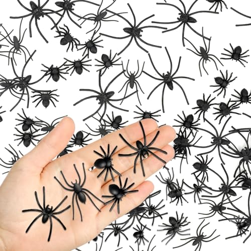 Spinne, 200 Stück Halloween Spinnen Deko in 3 Größen, Gummispinne für Partydekoration, Gruselige Spinne Kuscheltier für Halloween Streiche von NieYat