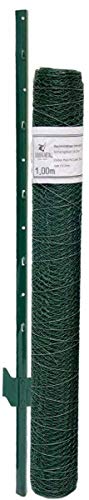 NIEDERBERG METALL Maschendrahtzaun Set - 5m x 1m Zaun - 4 Pfosten - 25x25 Zaunset Verzinkt Grün von Niederberg Metall