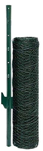Niederberg Metall Maschendrahtzaun Set - 15m x 50cm Zaun - 12 Pfosten - 25x25 Zaunset Verzinkt Grün von Niederberg Metall