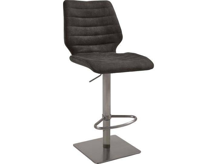 Barhocker NIEHOFF SITZMÖBEL, grau (anthrazit), B:46cm T:59cm, 100% PES, Hocker, Liftfunktion, Edelstahl gebürstet, Bezug Microfaser von Niehoff-Sitzmöbel