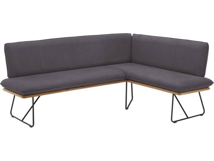 Eckbank NIEHOFF SITZMÖBEL, grau (graphit, schwarz), H:85cm T:68cm, 100% PES, Sitzbänke, Spitzkissenoptik, mit umlaufender Holzleiste in Charakter-Eiche von Niehoff-Sitzmöbel
