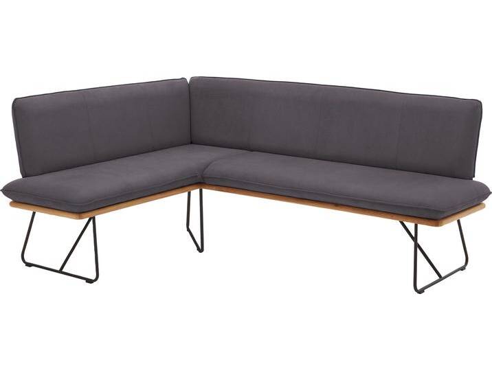Eckbank NIEHOFF SITZMÖBEL, grau (graphit, schwarz), H:85cm T:68cm, 100% PES, Sitzbänke, Spitzkissenoptik, mit umlaufender Holzleiste in Charakter-Eiche von Niehoff-Sitzmöbel