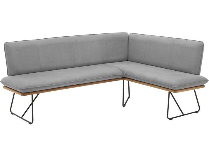 Eckbank NIEHOFF SITZMÖBEL, grau (platingrau, schwarz), H:85cm T:68cm, 100% PES, Sitzbänke, Spitzkissenoptik, mit umlaufender Holzleiste in Charakter-Eiche von Niehoff-Sitzmöbel