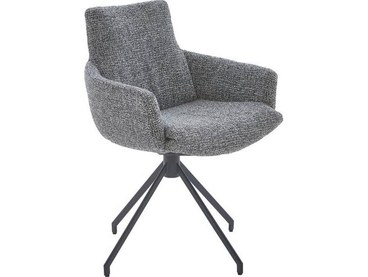 Esszimmerstuhl NIEHOFF SITZMÖBEL, grau (graphite, schwarz), B:62cm H:89cm T:63cm, 100% PES, Stühle, 2er Set, Bezug in Bouclé-Optik, optional mit Drehfunktion, Sh 51 von Niehoff-Sitzmöbel