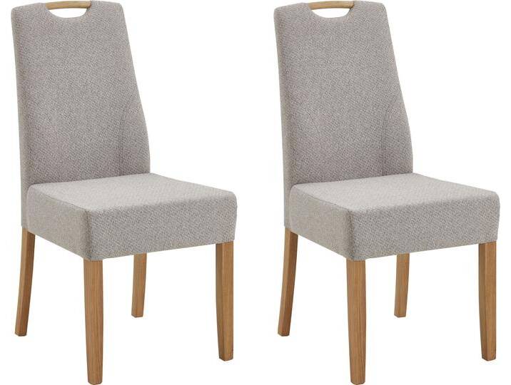 Esszimmerstuhl NIEHOFF SITZMÖBEL Molino , grau (taupe), Webstoff, Arte taupe, Stühle, Griff im Rücken, 2er-Set, Füße und Griff massive Eiche von Niehoff-Sitzmöbel