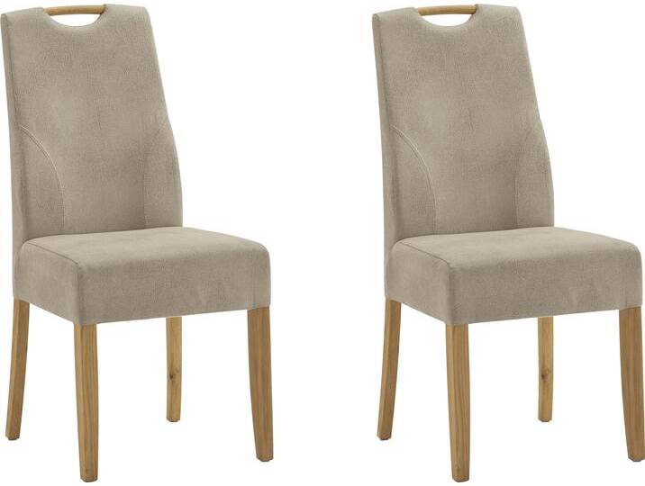 Esszimmerstuhl NIEHOFF SITZMÖBEL Top Chairs , beige (natur), B:45cm H:97cm T:57cm, Stühle, Griff im Rücken, 2er-Set, Füße und Griff massive Eiche von Niehoff-Sitzmöbel