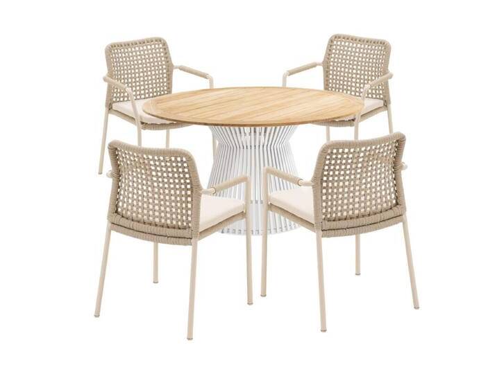 Gartenmöbel-Set mit CASA DOMA Stapelstuhl Fasano und Niehoff Gartentisch Acore, 5-teilig - Rope fossil – Quadro,stapelbar,Modern Country Gartenmöbel-Set mit CASA DOMA Stapelstuhl Fasano und Niehoff Gartentisch Acore, 5-teilig - Rope fossil – Quadro,stapelbar,Modern Country von Niehoff-Sitzmöbel