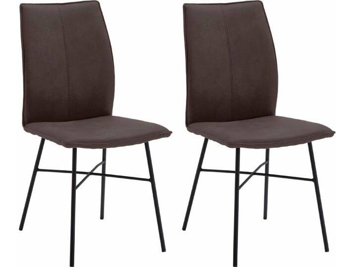 NIEHOFF SITZMÖBEL 4-Fußstuhl Capri (Set, 2 St), Bezug in Microfaser oder Leder, Stativgestell aus Eisen, braun, schlamm von Niehoff-Sitzmöbel