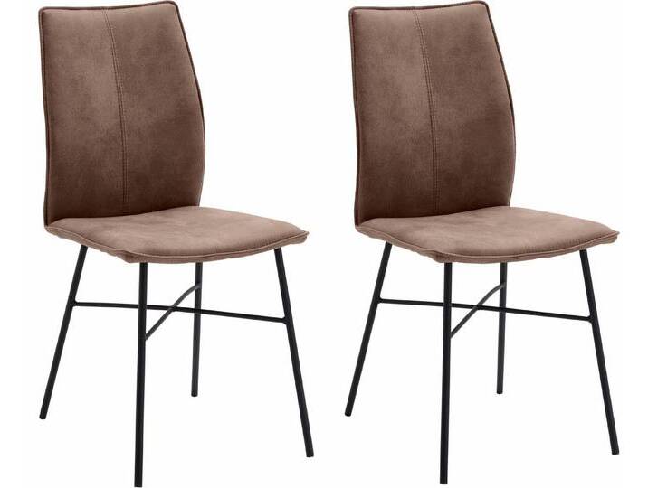 NIEHOFF SITZMÖBEL 4-Fußstuhl Capri (Set, 2 St), Bezug in Microfaser oder Leder, Stativgestell aus Eisen, braun, schlamm von Niehoff-Sitzmöbel
