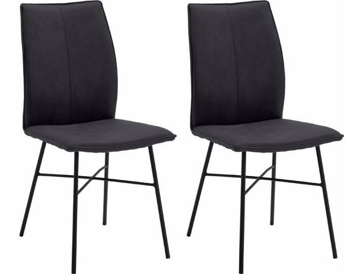 NIEHOFF SITZMÖBEL 4-Fußstuhl Capri (Set, 2 St), Bezug in Microfaser oder Leder, Stativgestell aus Eisen, grau, carbon von Niehoff-Sitzmöbel