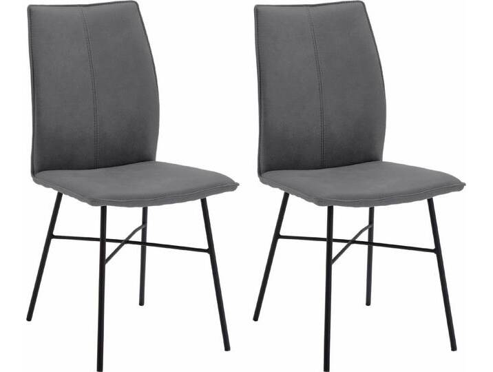 NIEHOFF SITZMÖBEL 4-Fußstuhl Capri (Set, 2 St), Bezug in Microfaser oder Leder, Stativgestell aus Eisen, grau, grau von Niehoff-Sitzmöbel