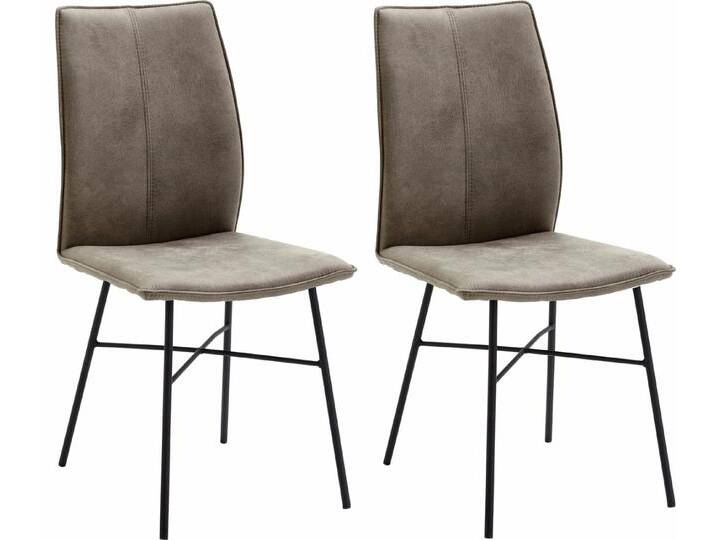 NIEHOFF SITZMÖBEL 4-Fußstuhl Capri (Set, 2 St), Bezug in Microfaser oder Leder, Stativgestell aus Eisen, grau, stone von Niehoff-Sitzmöbel