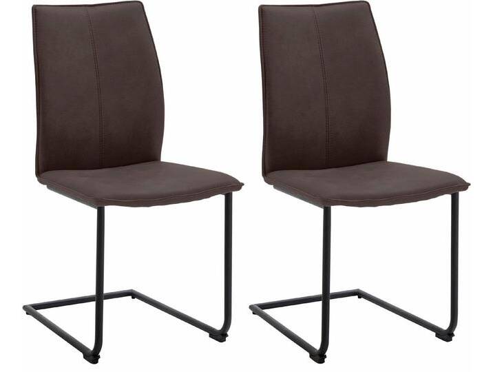 NIEHOFF SITZMÖBEL Freischwinger Capri (Set, 2 St), Gestell aus Eisen, Bezug in Microfaser oder Leder, braun, schlamm von Niehoff-Sitzmöbel