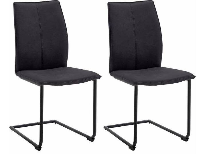 NIEHOFF SITZMÖBEL Freischwinger Capri (Set, 2 St), Gestell aus Eisen, Bezug in Microfaser oder Leder, grau, carbon von Niehoff-Sitzmöbel