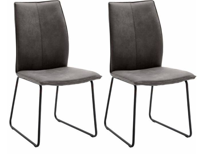 NIEHOFF SITZMÖBEL Polsterstuhl Capri (Set, 2 St), Kufengestell aus Eisen, Bezug in Microfaser oder Leder, grau, anthrazit von Niehoff-Sitzmöbel