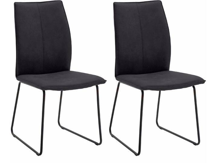 NIEHOFF SITZMÖBEL Polsterstuhl Capri (Set, 2 St), Kufengestell aus Eisen, Bezug in Microfaser oder Leder, grau, carbon von Niehoff-Sitzmöbel