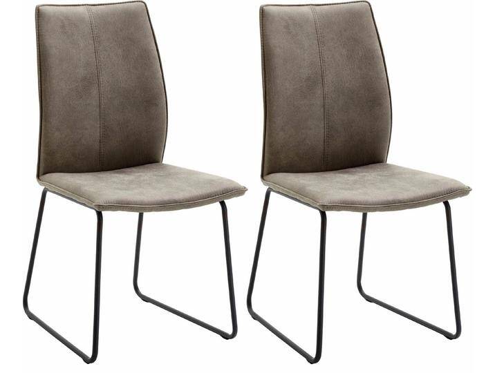 NIEHOFF SITZMÖBEL Polsterstuhl Capri (Set, 2 St), Kufengestell aus Eisen, Bezug in Microfaser oder Leder, grau, stone von Niehoff-Sitzmöbel