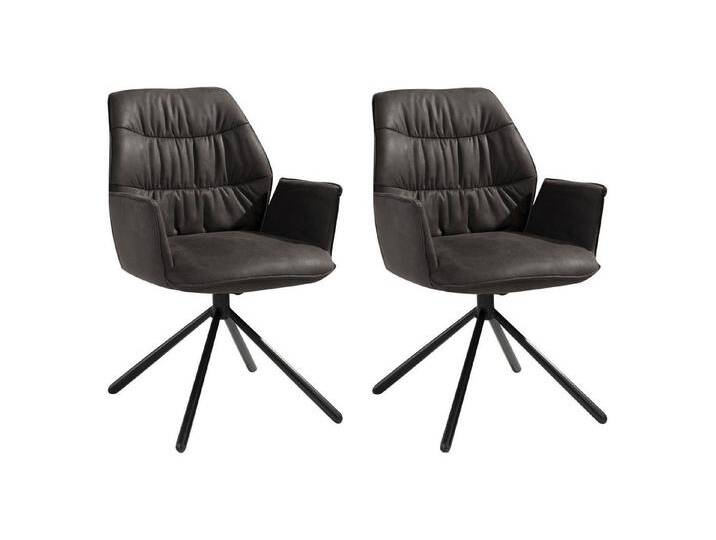 NIEHOFF SITZMÖBEL Polsterstuhl TAPAS, Mikrofaser, Metall, 180 Grad drehbar (2 St), Anthrazit, Schwarz, schwarz von Niehoff-Sitzmöbel