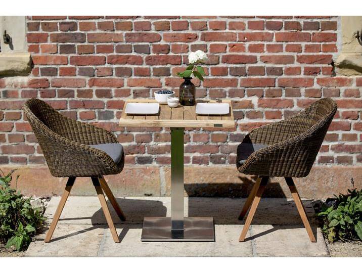 Niehoff Bistro Tisch Edelstahl Teak 68x68 - 140x95 cm von Niehoff-Sitzmöbel