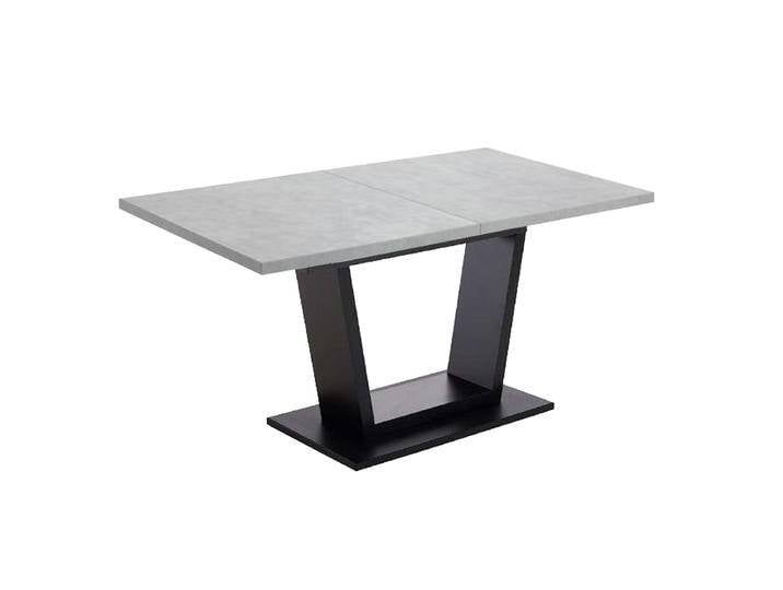 Niehoff Esstisch Malta 6633 ausziehbar mit einer Einlegeplatte Dekor Beton grau Trapezgestell Bodenplatte schwarz Größe wählbar von Niehoff-Sitzmöbel