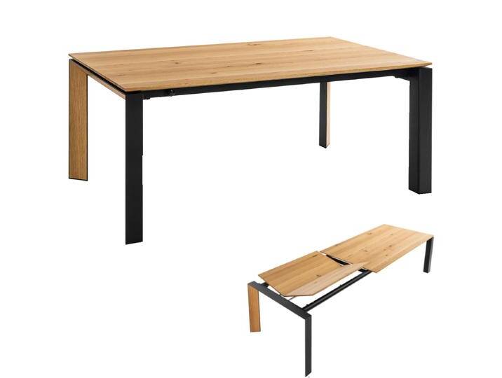 Niehoff Esstisch Monaco M513 in Eiche Furnier mit Design-Gestell mit facettiertem Holz-Inlay in 3 Größen wählbar Frontauszig mit Butterfly-Falteinlage Niehoff Esstisch Monaco M513 in Eiche Furnier mit Design-Gestell mit facettiertem Holz-Inlay in 3 Größen wählbar Frontauszig mit Butterfly-Falteinlage von Niehoff-Sitzmöbel