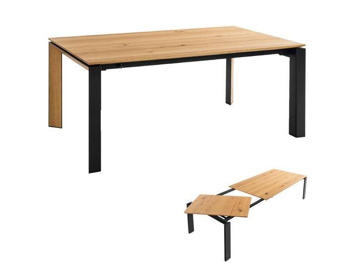 Niehoff Esstisch Monaco M523 in Eiche Furnier mit Design-Gestell mit facettiertem Holz-Inlay in 3 Größen wählbar mit Swivel-Extension von Niehoff-Sitzmöbel