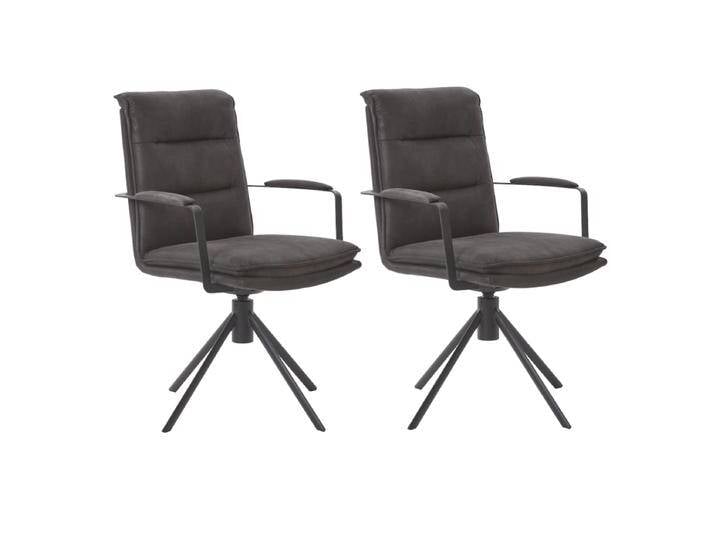 Niehoff Esszimmerstuhl Vintage Dining 2432 oder 2442 im Set mit Mikrofaserbezug und Stativgestell schwarz optional mit 360° Dreh- und Rückholfunktion von Niehoff-Sitzmöbel