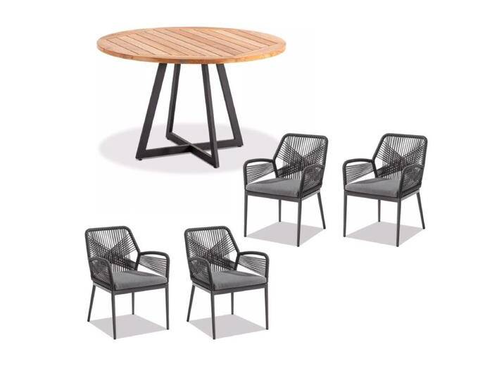 Niehoff Gartenmöbel-Set mit Stuhl Venedig und Tisch Milan - Rope grau von Niehoff-Sitzmöbel