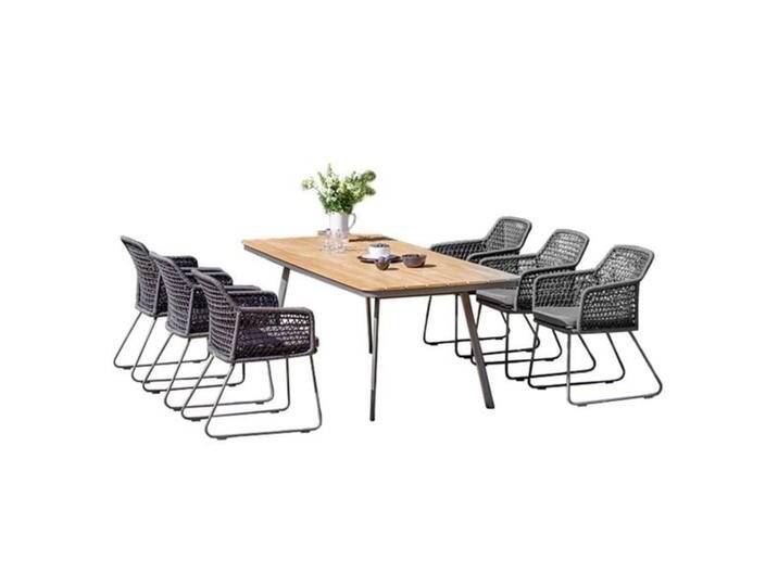 Niehoff Kubu Gartenmöbel-Set L (6 Plätze) Tisch 220x95cm Dunkelgrau von Niehoff-Sitzmöbel