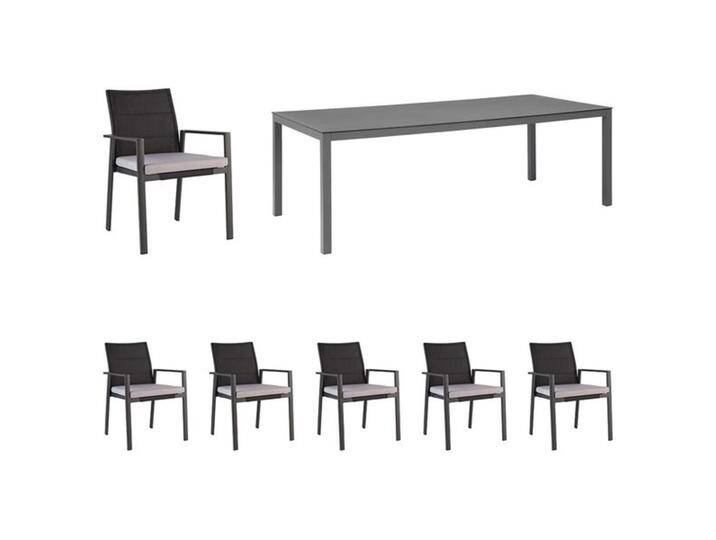 Niehoff Nancer Gartenmöbel-Set L (6 Plätze) Tisch 220x100cm Schwarz Dunkelgrau Hellgrau von Niehoff-Sitzmöbel