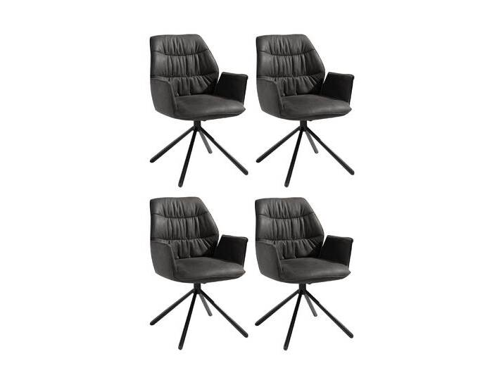 Niehoff Polsterstühle 4er Set TAPAS, Anthrazit - Mikrofaserbezug - Metallgestell - 180 Grad drehbar - 4er Set von Niehoff-Sitzmöbel