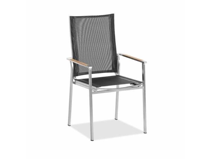 Niehoff Scalea Flex Hochlehner - Sitz Textil schwarz Armlehnen Teakholz von Niehoff-Sitzmöbel