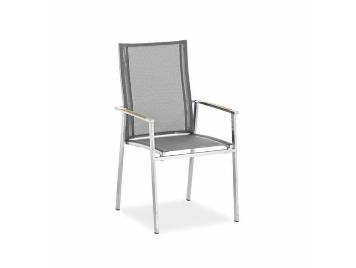 Niehoff Scalea Hochlehner - Sitz Textil silbergrau Armlehnen Teak von Niehoff-Sitzmöbel
