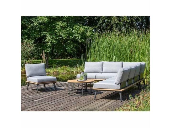 Niehoff Serra Ecklounge inkl. Loungetisch Aluminium/Canvas Dunkelgrau von Niehoff-Sitzmöbel