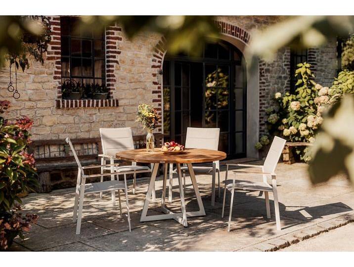 Niehoff Set Milan ivory, Lissabon - Das Set besteht aus: 1 x Tisch Milan ivory 125 cm rund, 4... von Niehoff-Sitzmöbel