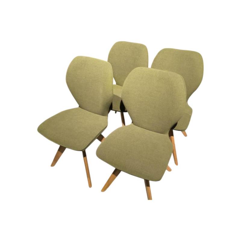 4er-Set Stuhl Linea Dining Trend Time Stoff Malera L Olive Grün Gestell Wildeich... von Niehoff