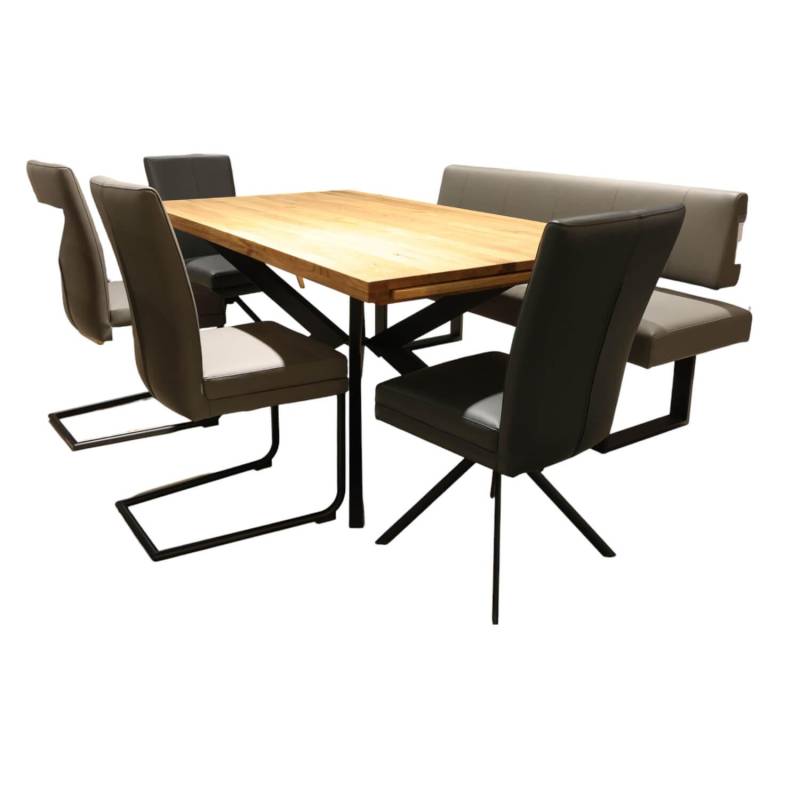 Sitzgruppe Lavie Color Line Leder Napoli Anthrazit Und Schiefergrau Gestell Eise... von Niehoff