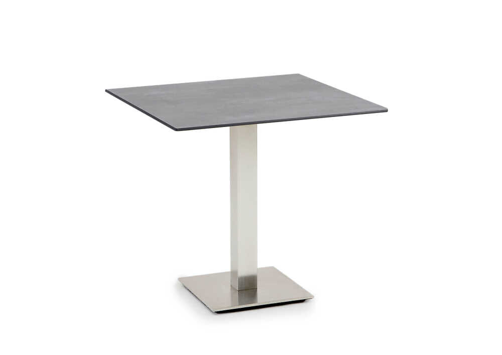 Tisch Bistro Gestell Edelstahl Gebürstet Tischplatte HPL Beton von Niehoff