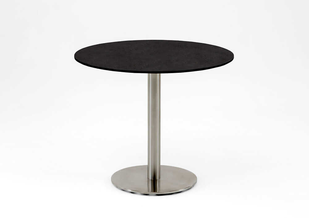 Tisch Bistro Gestell Edelstahl Gebürstet Tischplatte HPL Granit von Niehoff