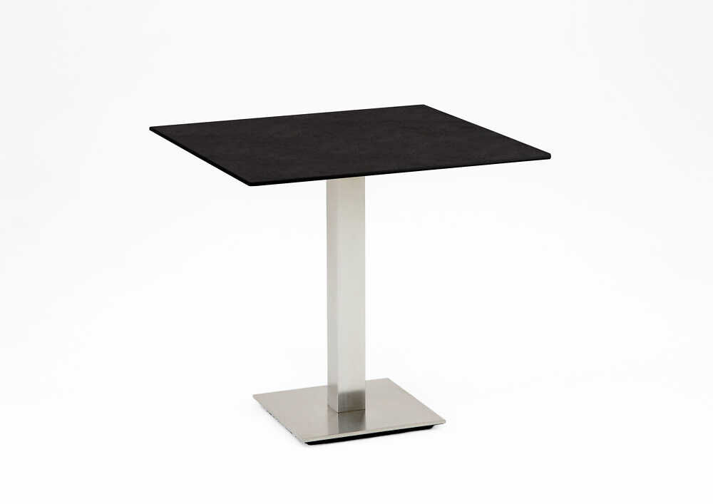 Tisch Bistro Gestell Edelstahl Gebürstet Tischplatte HPL Granit von Niehoff